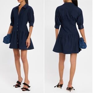 Cinq A Sept Women’s Monty Pleated Fit and Flare Short Sleeve Mini Shirtdress NEW